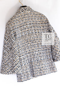 CHANEL 15C White Black Gold Metallic Gripoix Button Tweed Jacket 42 シャネル ホワイト ブラック ゴールドメタリック グリポワ宝石ボタン ツイード ジャケット 即発