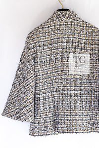 CHANEL 15C White Black Gold Metallic Gripoix Button Tweed Jacket 42 シャネル ホワイト ブラック ゴールドメタリック グリポワ宝石ボタン ツイード ジャケット 即発