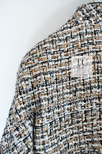 CHANEL 15C White Black Gold Metallic Gripoix Button Tweed Jacket 42 シャネル ホワイト ブラック ゴールドメタリック グリポワ宝石ボタン ツイード ジャケット 即発