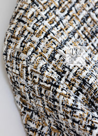 CHANEL 15C White Black Gold Metallic Gripoix Button Tweed Jacket 42 シャネル ホワイト ブラック ゴールドメタリック グリポワ宝石ボタン ツイード ジャケット 即発