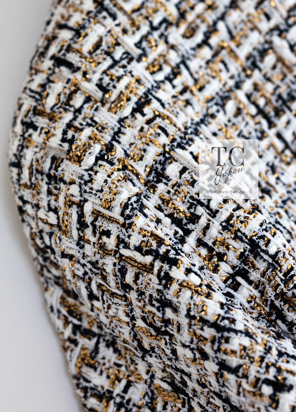 CHANEL 15C White Black Gold Metallic Gripoix Button Tweed Jacket 42 シャネル ホワイト ブラック ゴールドメタリック グリポワ宝石ボタン ツイード ジャケット 即発
