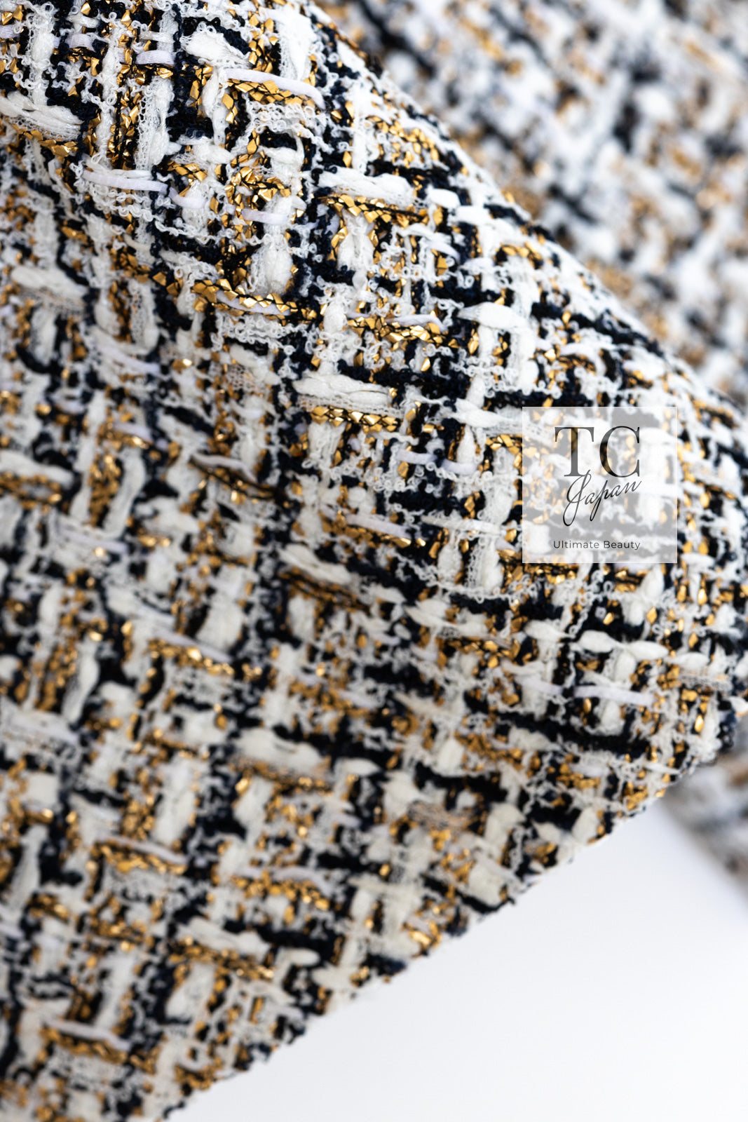 CHANEL 15C White Black Gold Metallic Gripoix Button Tweed Jacket 42 シャネル ホワイト ブラック ゴールドメタリック グリポワ宝石ボタン ツイード ジャケット 即発