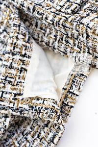 CHANEL 15C White Black Gold Metallic Gripoix Button Tweed Jacket 42 シャネル ホワイト ブラック ゴールドメタリック グリポワ宝石ボタン ツイード ジャケット 即発