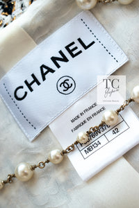 CHANEL 15C White Black Gold Metallic Gripoix Button Tweed Jacket 42 シャネル ホワイト ブラック ゴールドメタリック グリポワ宝石ボタン ツイード ジャケット 即発