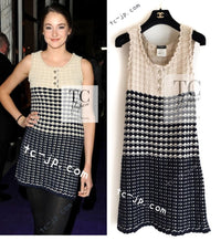 CHANEL 12S Beige Navy Mix Tweed Knit Dress 36 38 シャネル ベージュ ネイビー ミックス ツイード ニット ワンピース 即発