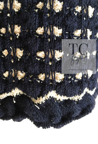 CHANEL 12S Beige Navy Mix Tweed Knit Dress 36 38 シャネル ベージュ ネイビー ミックス ツイード ニット ワンピース 即発