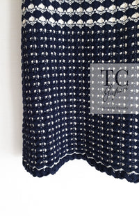 CHANEL 12S Beige Navy Mix Tweed Knit Dress 36 38 シャネル ベージュ ネイビー ミックス ツイード ニット ワンピース 即発