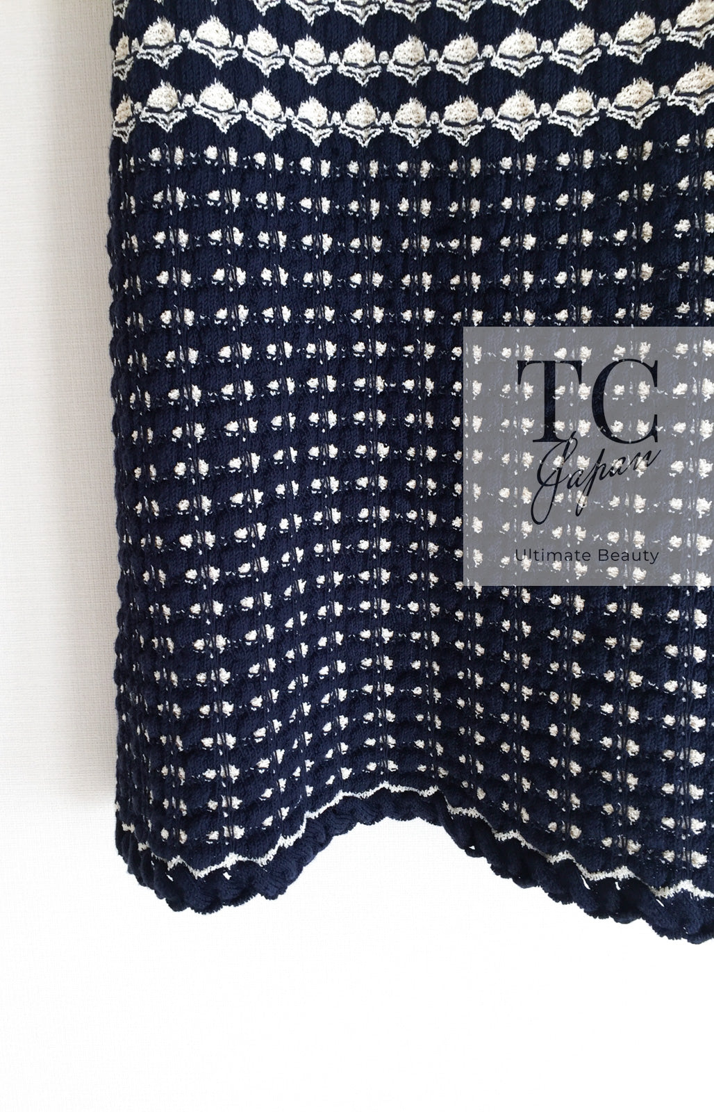 CHANEL 12S Beige Navy Mix Tweed Knit Dress 36 38 シャネル ベージュ ネイビー ミックス ツイード ニット ワンピース 即発