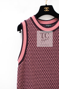 CHANEL 23B Pink Dark Purple Cashmere Knit Dress 38 シャネル ピンク ダークパープル ココボタン カシミヤ ニット ワンピース 即発