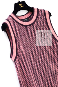 CHANEL 23B Pink Dark Purple Cashmere Knit Dress 38 シャネル ピンク ダークパープル ココボタン カシミヤ ニット ワンピース 即発