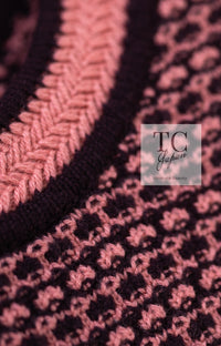 CHANEL 23B Pink Dark Purple Cashmere Knit Dress 38 シャネル ピンク ダークパープル ココボタン カシミヤ ニット ワンピース 即発