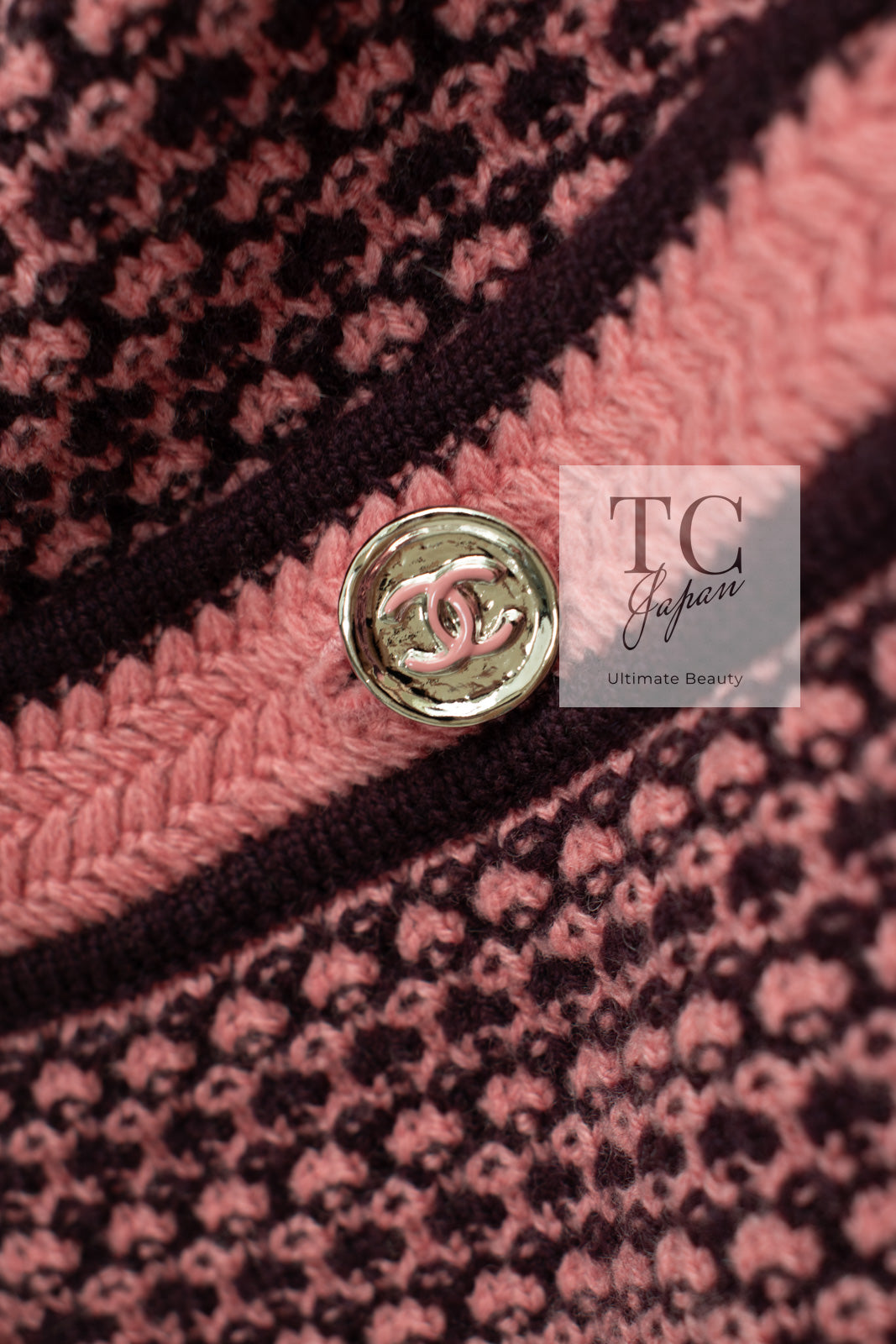 CHANEL 23B Pink Dark Purple Cashmere Knit Dress 38 シャネル ピンク ダークパープル ココボタン カシミヤ ニット ワンピース 即発