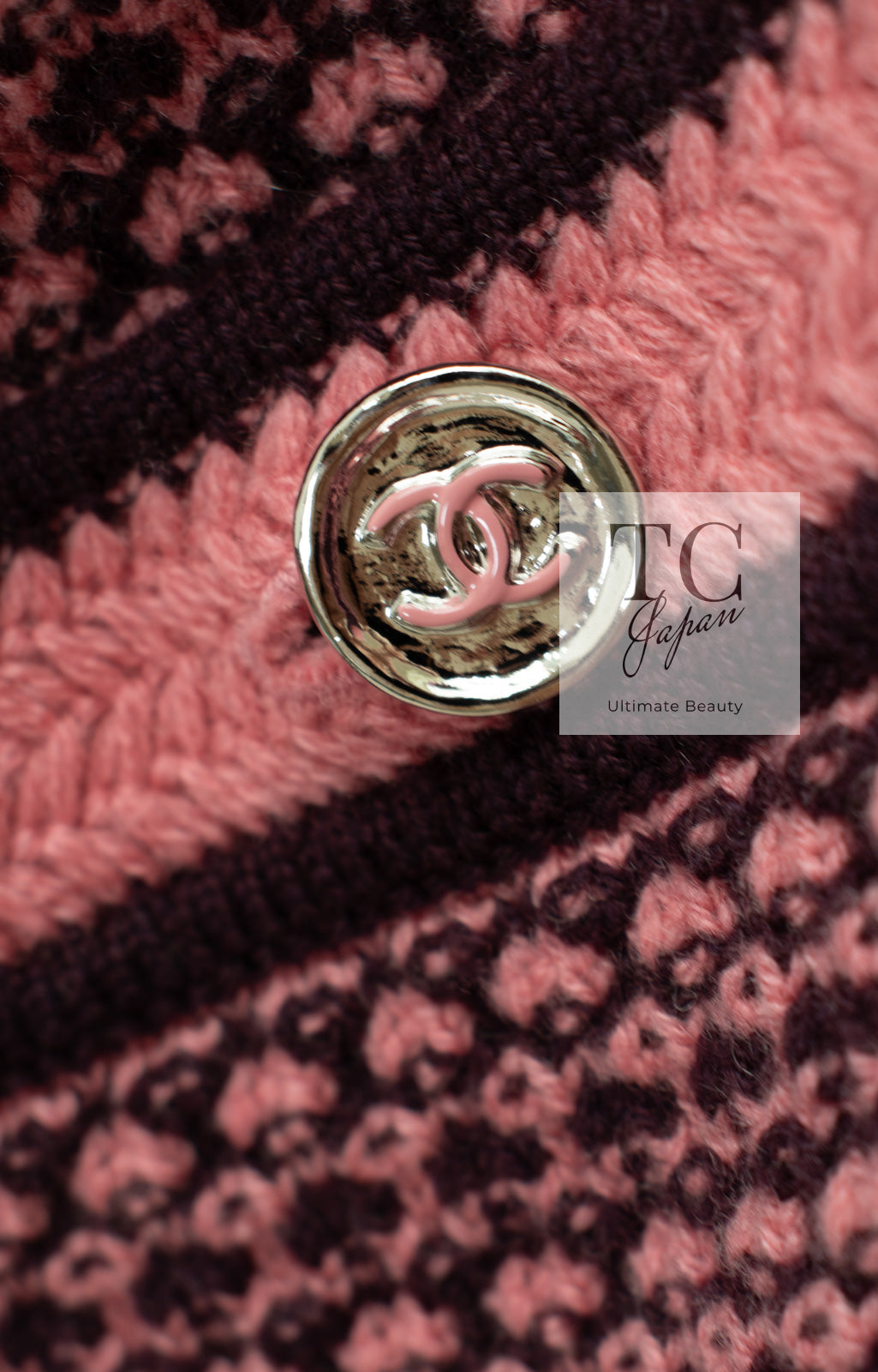 CHANEL 23B Pink Dark Purple Cashmere Knit Dress 38 シャネル ピンク ダークパープル ココボタン カシミヤ ニット ワンピース 即発