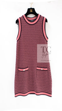 CHANEL 23B Pink Dark Purple Cashmere Knit Dress 38 シャネル ピンク ダークパープル ココボタン カシミヤ ニット ワンピース 即発