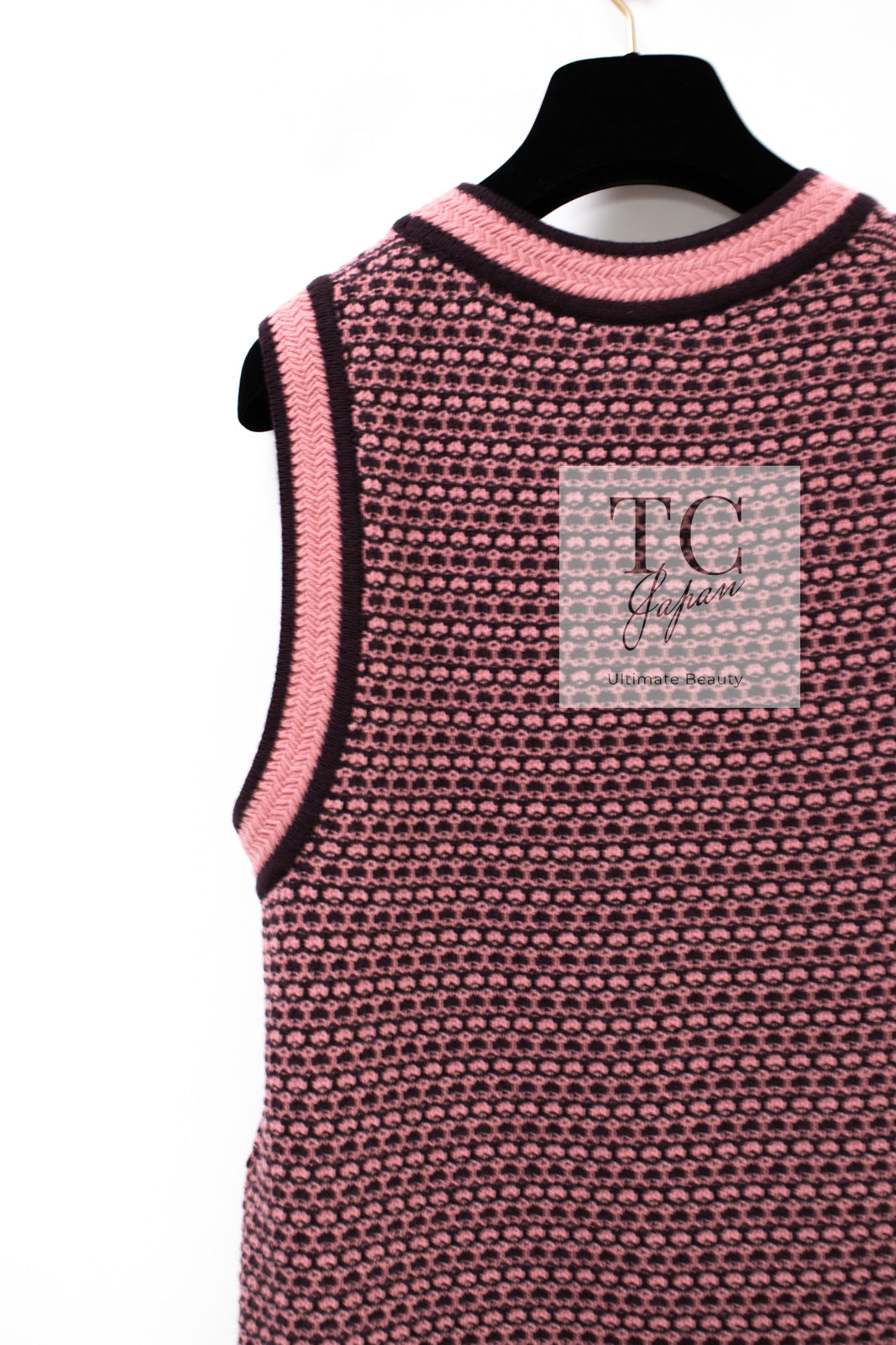 CHANEL 23B Pink Dark Purple Cashmere Knit Dress 38 シャネル ピンク ダークパープル ココボタン カシミヤ ニット ワンピース 即発