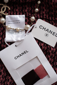 CHANEL 23B Pink Dark Purple Cashmere Knit Dress 38 シャネル ピンク ダークパープル ココボタン カシミヤ ニット ワンピース 即発