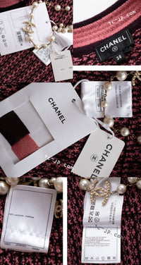 CHANEL 23B Pink Dark Purple Cashmere Knit Dress 38 シャネル ピンク ダークパープル ココボタン カシミヤ ニット ワンピース 即発