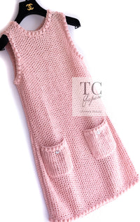 CHANEL 17C Pretty Pink Cotton Knit Dress 34 シャネル プリティ ピンク コットン ニット ワンピース 即発