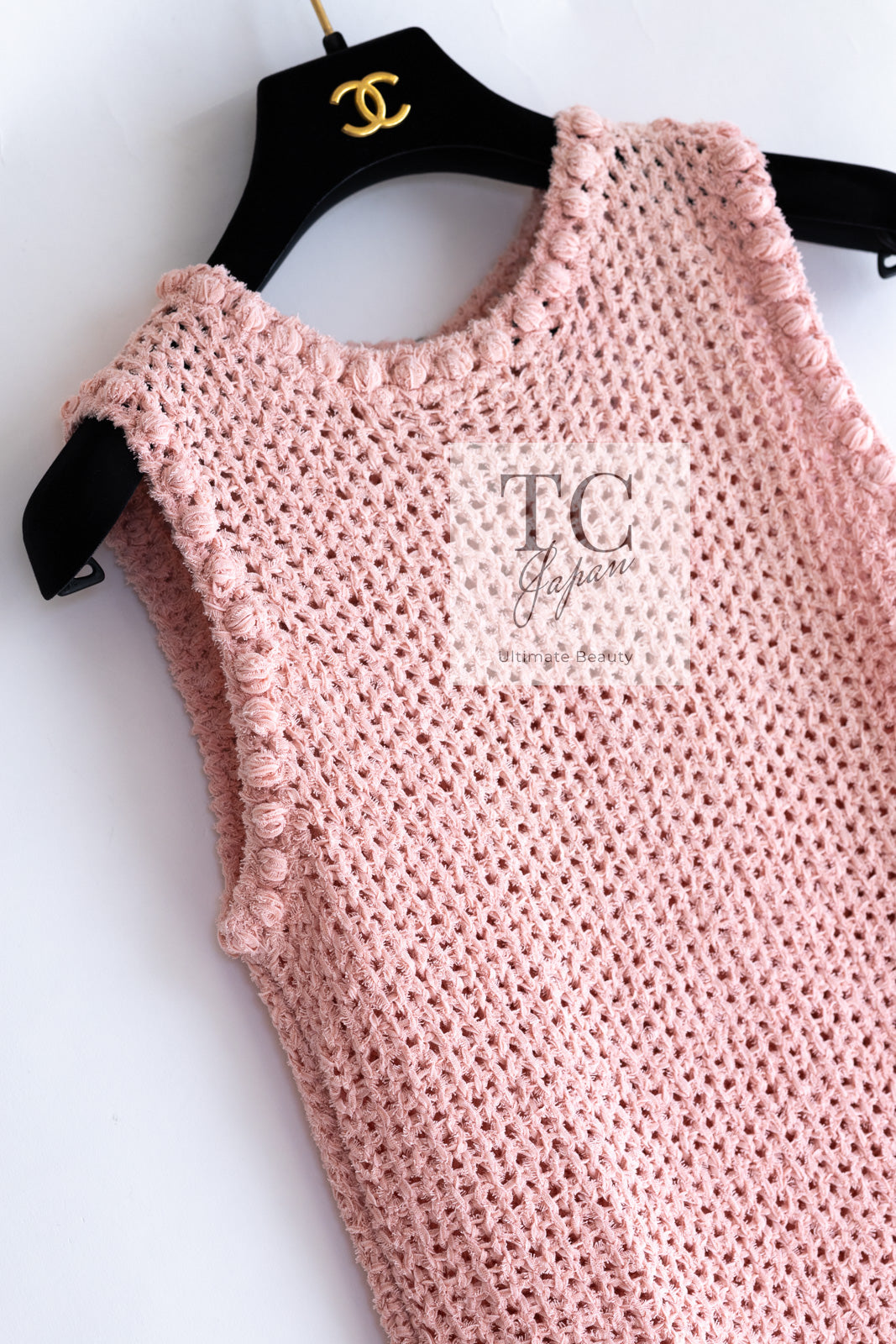 CHANEL 17C Pretty Pink Cotton Knit Dress 34 シャネル プリティ ピンク コットン ニット ワンピース 即発