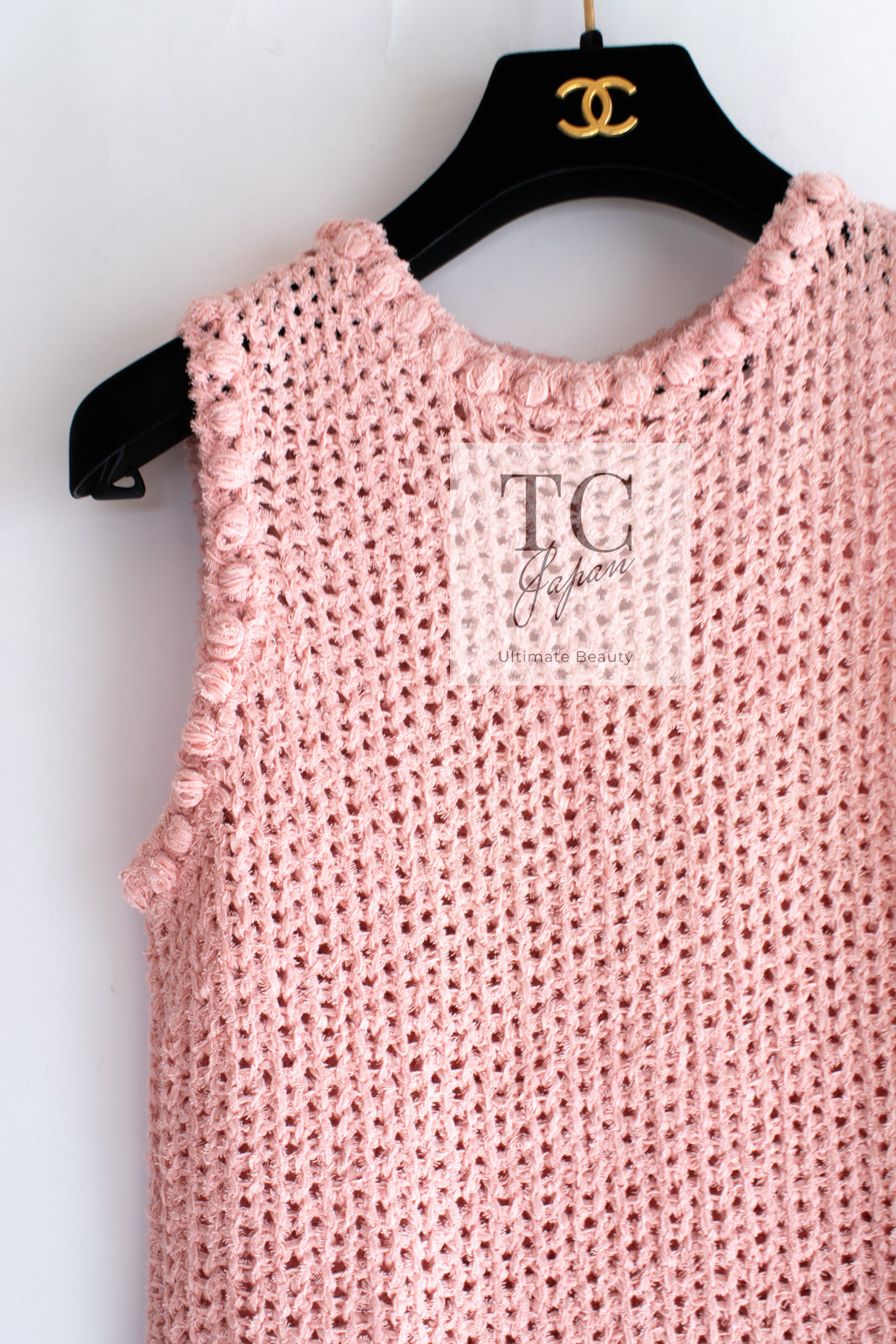 CHANEL 17C Pretty Pink Cotton Knit Dress 34 シャネル プリティ ピンク コットン ニット ワンピース 即発