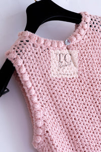 CHANEL 17C Pretty Pink Cotton Knit Dress 34 シャネル プリティ ピンク コットン ニット ワンピース 即発