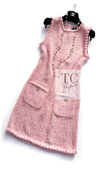 CHANEL 17C Pretty Pink Cotton Knit Dress 34 シャネル プリティ ピンク コットン ニット ワンピース 即発