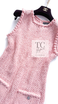 CHANEL 17C Pretty Pink Cotton Knit Dress 34 シャネル プリティ ピンク コットン ニット ワンピース 即発