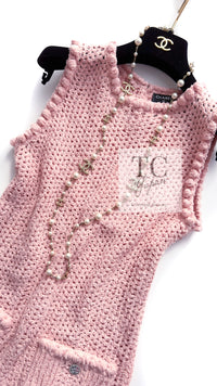 CHANEL 17C Pretty Pink Cotton Knit Dress 34 シャネル プリティ ピンク コットン ニット ワンピース 即発