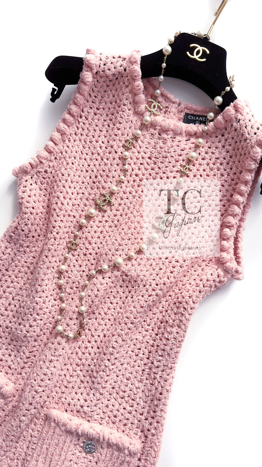CHANEL 17C Pretty Pink Cotton Knit Dress 34 シャネル プリティ ピンク コットン ニット ワンピース 即発