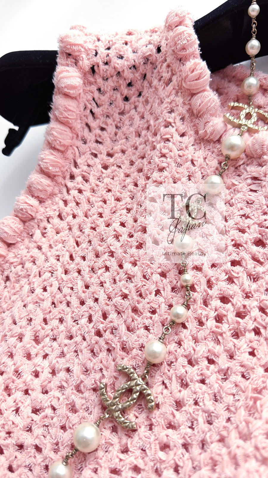 CHANEL 17C Pretty Pink Cotton Knit Dress 34 シャネル プリティ ピンク コットン ニット ワンピース 即発
