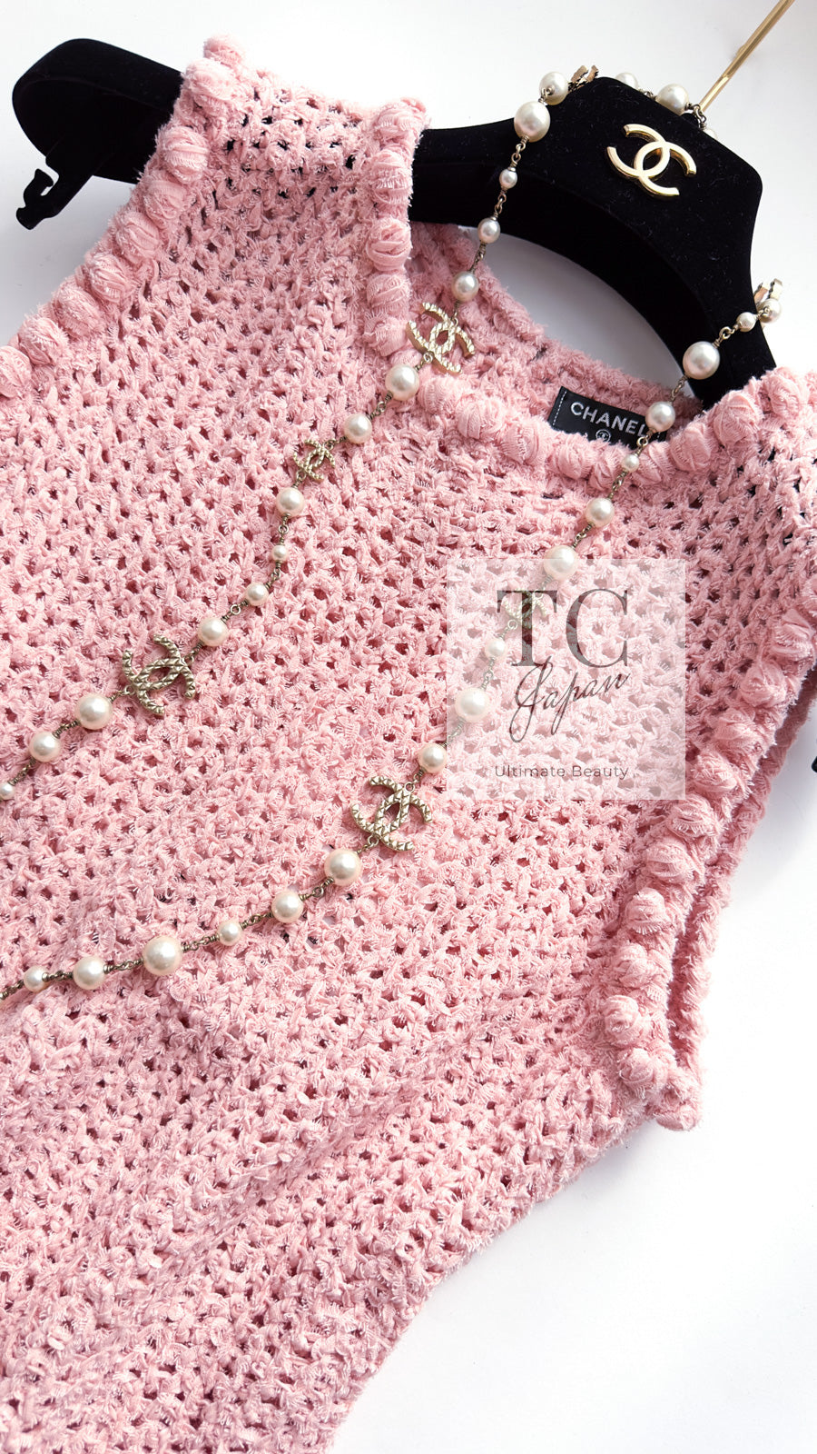 CHANEL 17C Pretty Pink Cotton Knit Dress 34 シャネル プリティ ピンク コットン ニット ワンピース 即発