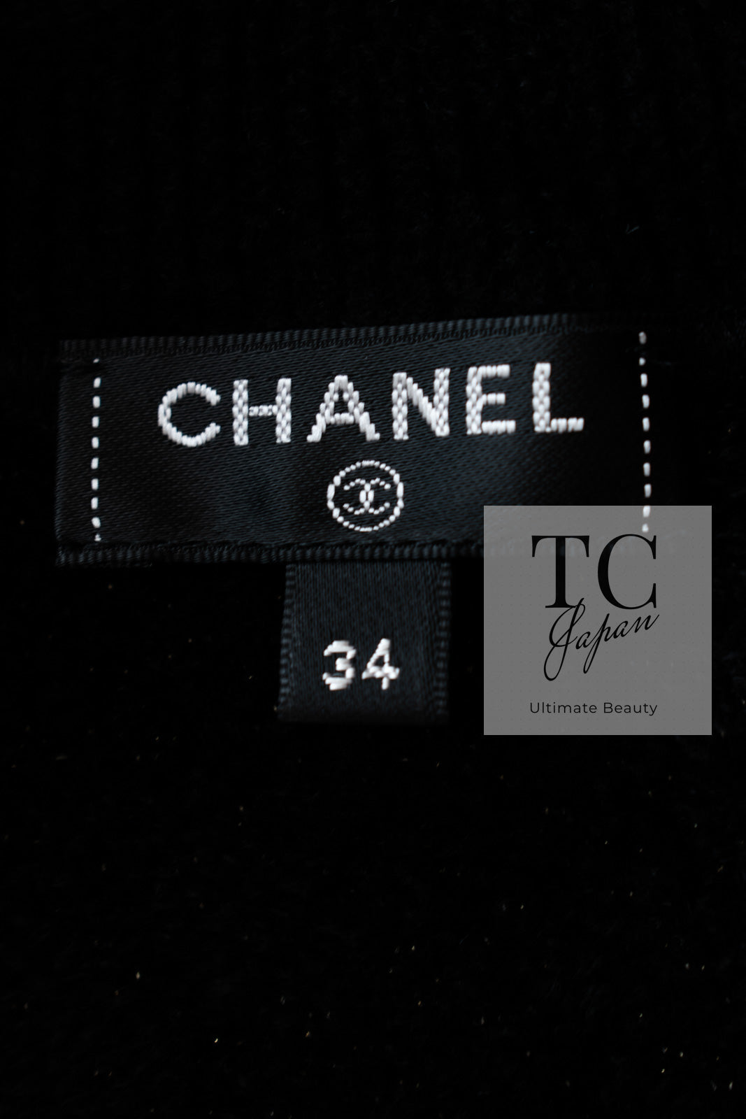 CHANEL 19B Black Gold No.5 Logo Zipper Velour Knit Stretch Dress 34 シャネル ブラック ゴールド No.5 ロゴ ジッパー ベロア ニット ストレッチ ワンピース 即発