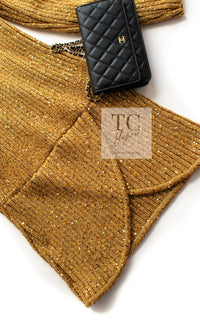 CHANEL 19PF Gold Metallic Sequin Embellishments Cashmere Knit Dress 34 36 シャネル ゴールド スパンコール カシミヤ ニット ワンピース 即発