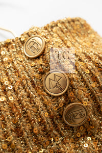 CHANEL 19PF Gold Metallic Sequin Embellishments Cashmere Knit Dress 34 36 シャネル ゴールド スパンコール カシミヤ ニット ワンピース 即発