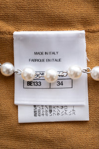 CHANEL 19PF Gold Metallic Sequin Embellishments Cashmere Knit Dress 34 36 シャネル ゴールド スパンコール カシミヤ ニット ワンピース 即発