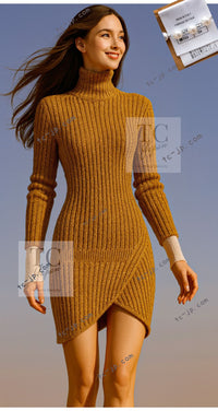 CHANEL 19PF Gold Metallic Sequin Embellishments Cashmere Knit Dress 34 36 シャネル ゴールド スパンコール カシミヤ ニット ワンピース 即発