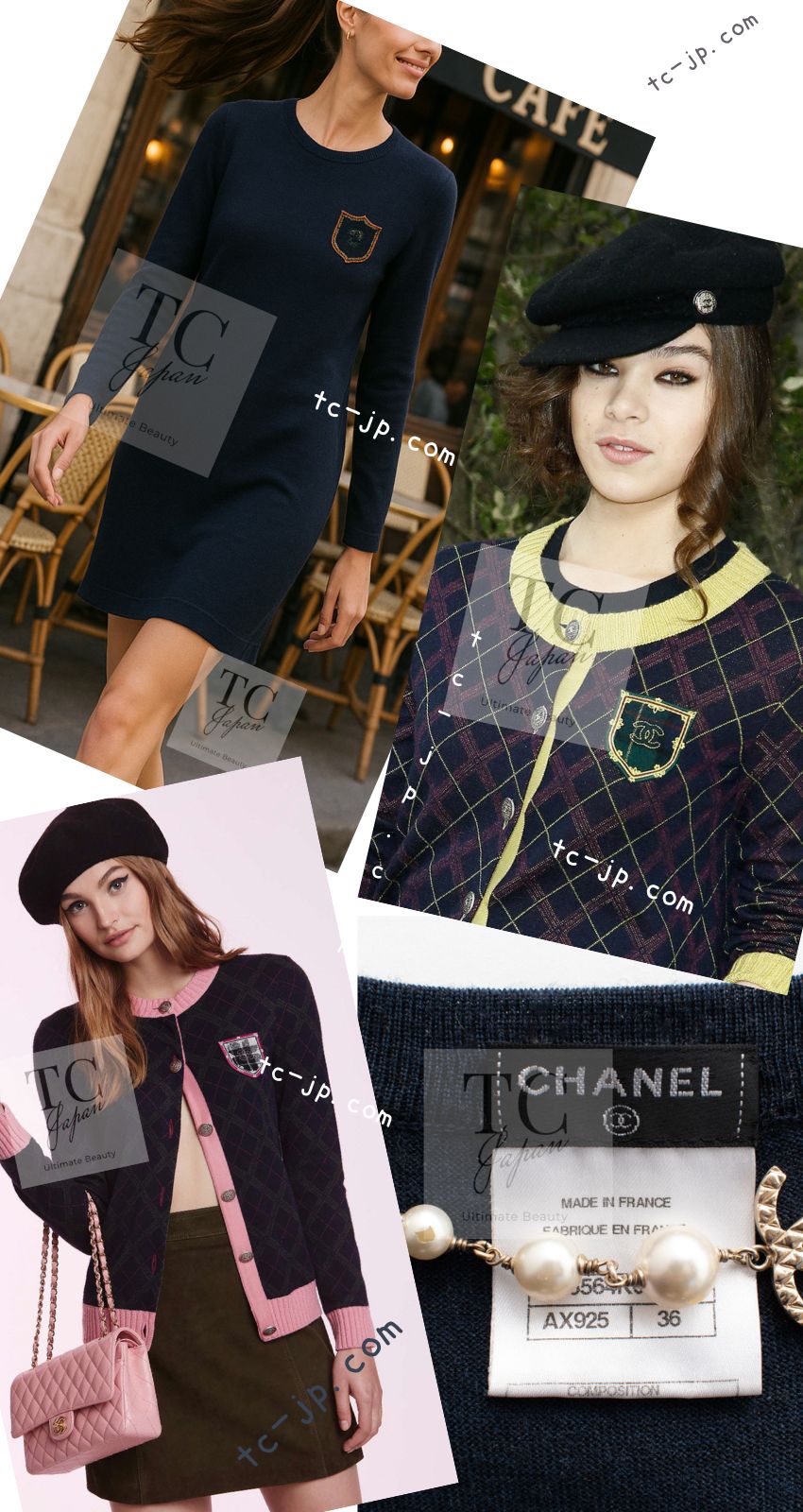 CHANEL 13PF Navy Emblem Wool 100% Stretch Knit Sweater Dress 36 シャネル ネイビー エンブレム ワッペン ウール100% ニット ストレッチ 薄手 セーター ワンピース 即発