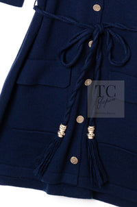 CHANEL 18C Dark Navy Cashmere Long Knit Cardigan Dress 36 シャネル ダーク ネイビー カシミア ロング ニット カーディガン ワンピース 即発