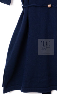 CHANEL 18C Dark Navy Cashmere Long Knit Cardigan Dress 36 シャネル ダーク ネイビー カシミア ロング ニット カーディガン ワンピース 即発