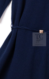 CHANEL 18C Dark Navy Cashmere Long Knit Cardigan Dress 36 シャネル ダーク ネイビー カシミア ロング ニット カーディガン ワンピース 即発