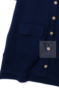 CHANEL 18C Dark Navy Cashmere Long Knit Cardigan Dress 36 シャネル ダーク ネイビー カシミア ロング ニット カーディガン ワンピース 即発