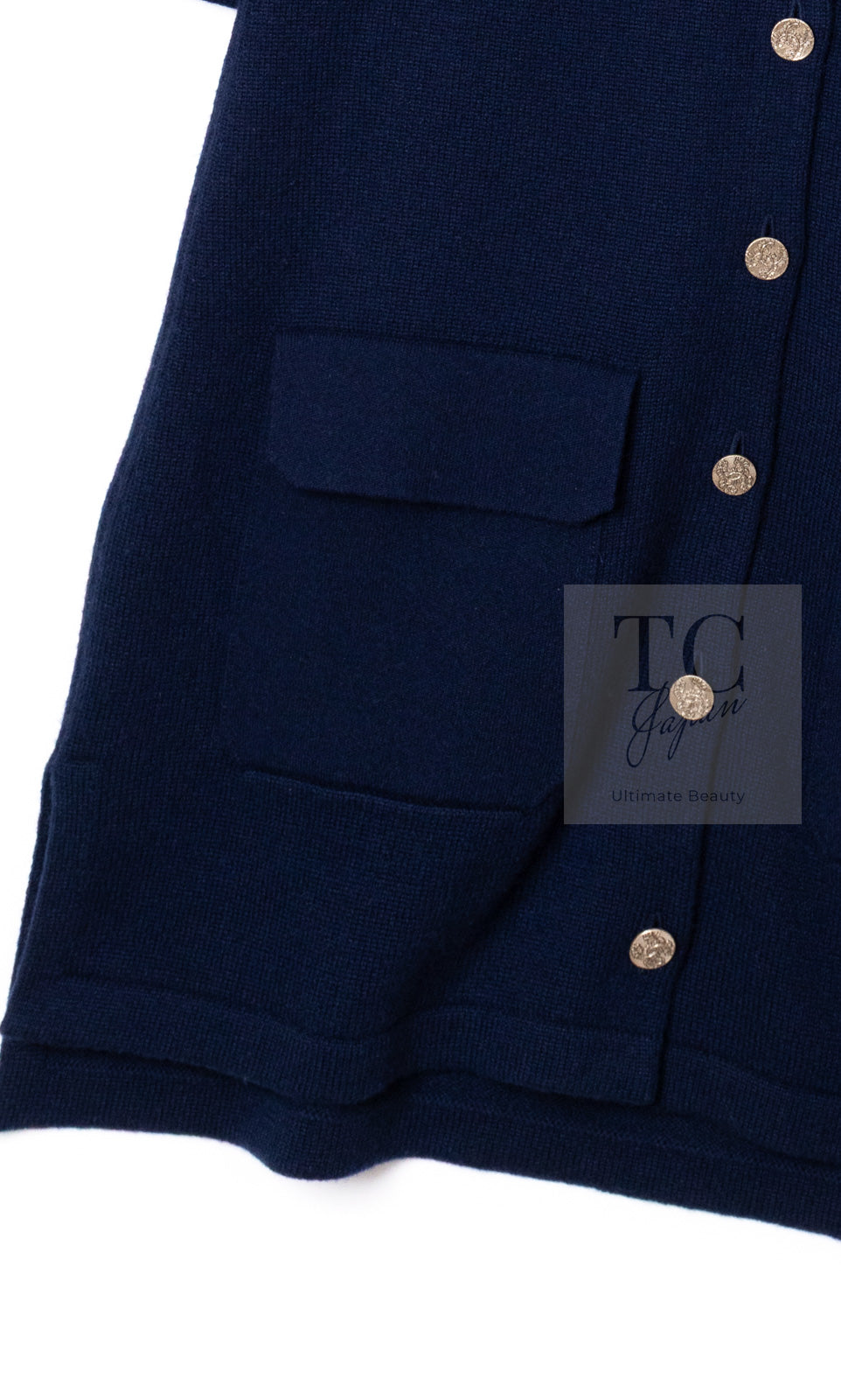 CHANEL 18C Dark Navy Cashmere Long Knit Cardigan Dress 36 シャネル ダーク ネイビー カシミア ロング ニット カーディガン ワンピース 即発