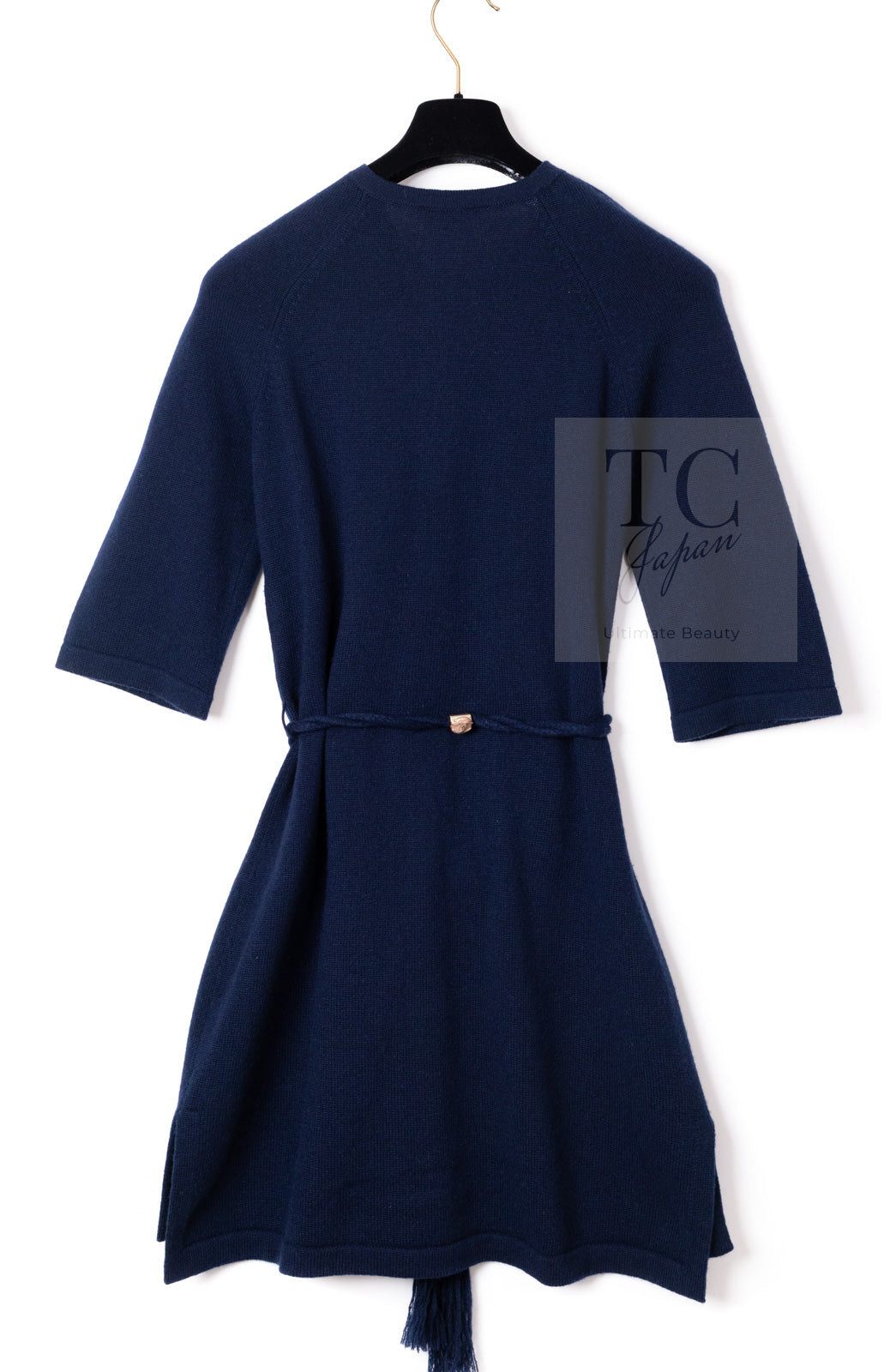 CHANEL 18C Dark Navy Cashmere Long Knit Cardigan Dress 36 シャネル ダーク ネイビー カシミア ロング ニット カーディガン ワンピース 即発
