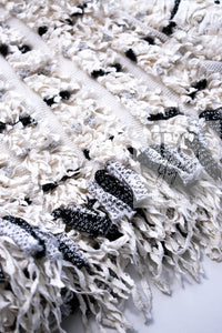 CHANEL 18P Ivory Black Logo Ribbon Fringe CC Mini Dress Tops 34 シャネル アイボリー ブラック ロゴ リボン フリンジ CC ミニ ワンピース トップス 即発