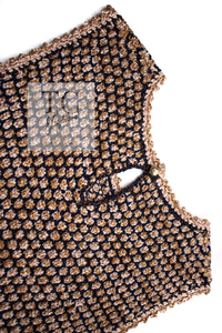 CHANEL 11S Champagne Gold Navy CC Logo Knit Dress 40 シャネル シャンパン ゴールド ネイビー ココマーク 女優の ニット ワンピース 即発