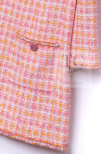 CHANEL 19C Pink Orange CC Logo Buttons Sequin Embellishments Dress 42 44 シャネル ピンク オレンジ ココボタン スパンコール ワンピース 即発