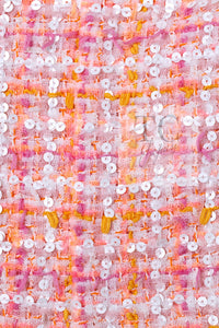 CHANEL 19C Pink Orange CC Logo Buttons Sequin Embellishments Dress 42 44 シャネル ピンク オレンジ ココボタン スパンコール ワンピース 即発