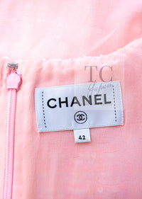 CHANEL 19C Pink Orange CC Logo Buttons Sequin Embellishments Dress 42 44 シャネル ピンク オレンジ ココボタン スパンコール ワンピース 即発