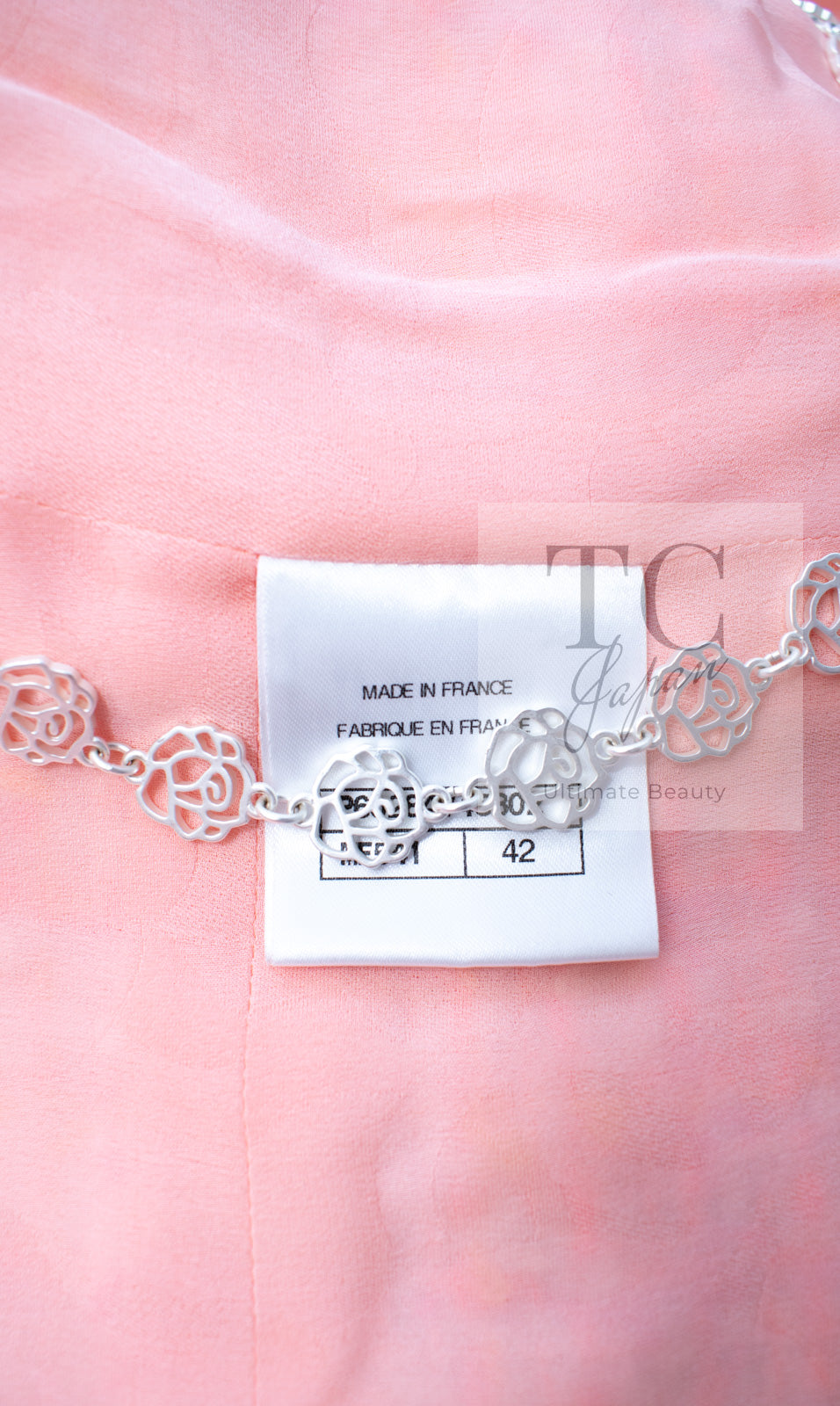 CHANEL 19C Pink Orange CC Logo Buttons Sequin Embellishments Dress 42 44 シャネル ピンク オレンジ ココボタン スパンコール ワンピース 即発