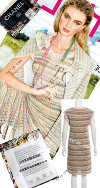 CHANEL 17C Creme Marigold Beige Cotton Stretch Knit Dress 44 シャネル クリーム マリゴールド ベージュ コットン ストレッチ ニット ワンピース 即発